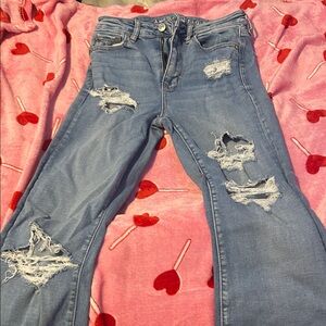 American Eagle Outfitters Women's Ripped Light Blue Jeans